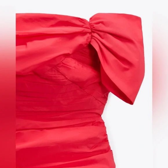 NWT Zara Bow Ruched Mini Dress size L - Picture 7 of 7